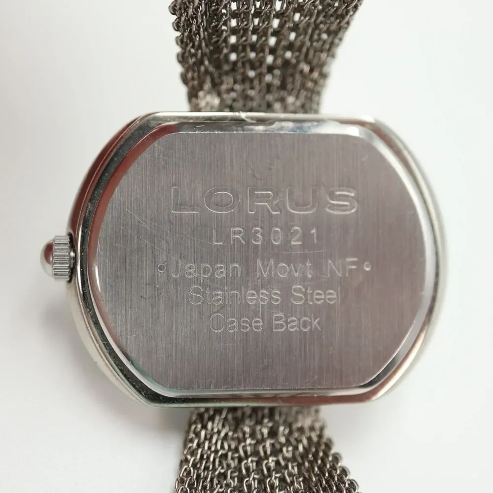 Lorus Women Silver Tone Watch 31mm Gem Set Oval Dial Bracelet LR3021 New Battery